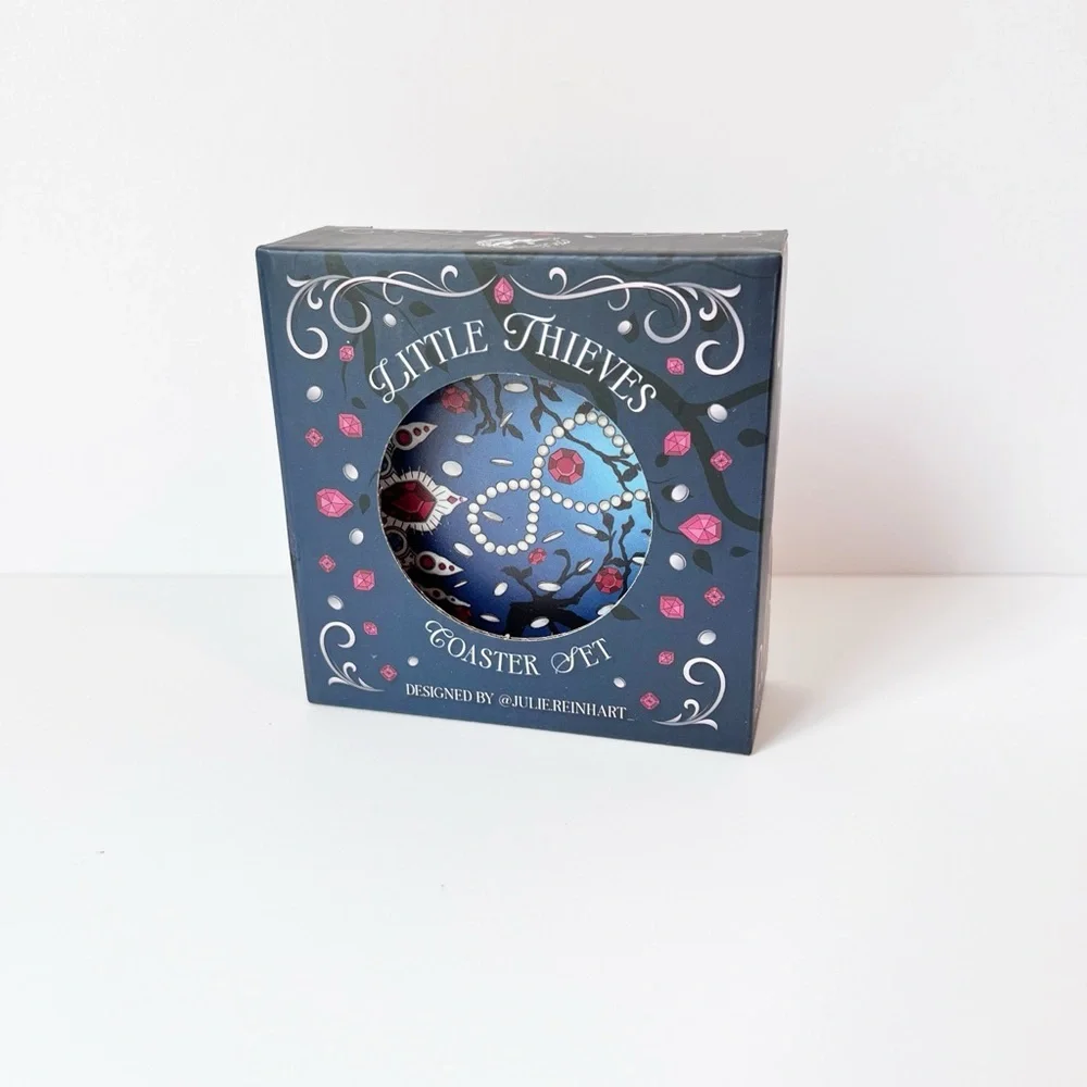 FairyLoot Little Thieves Coaster Set Blue Julie Reinhart Ceramic Bookish‎ Merch